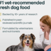 Transparent packaging showing labeled ingredients and nutrition facts for Just Food for Dogs.